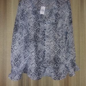 Long sleeved semi-sheer woman's blouse Polyester